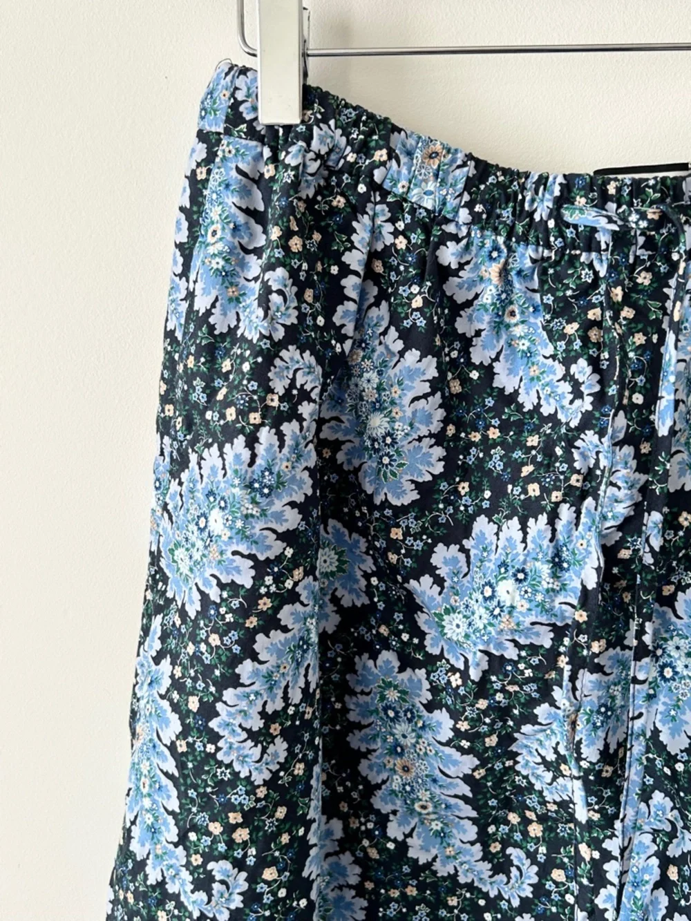 J. Crew Black and Light Blue Floral Midi/MAXI Skirt